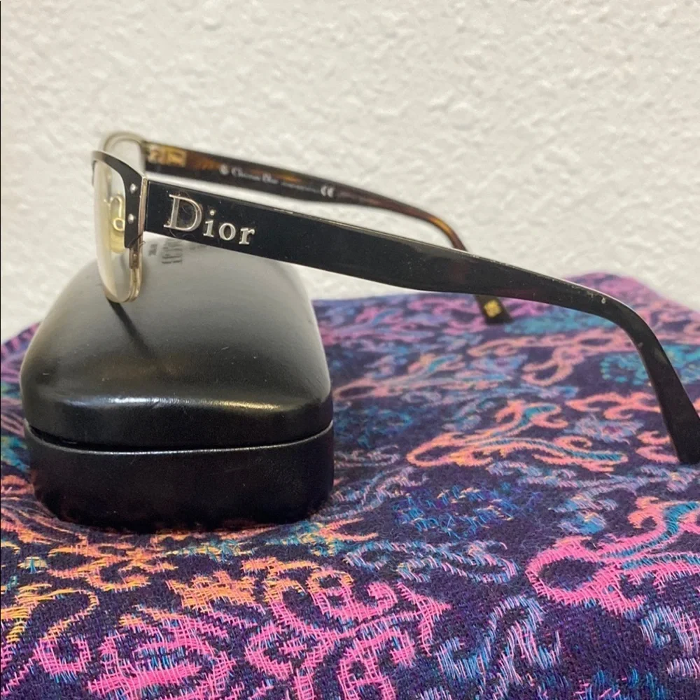 Dior Black and Gold Semi-Rimless Glasses